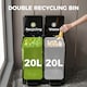 image 3 of HOMCOM 2 x 20L Dual Kitchen Bin Pedal Bin for Recycling and Waste, Black | Black | 1