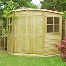 Pressure Treated Corner Shed Shiplap Garden Shed Approx 8 x 8 Feet Brown