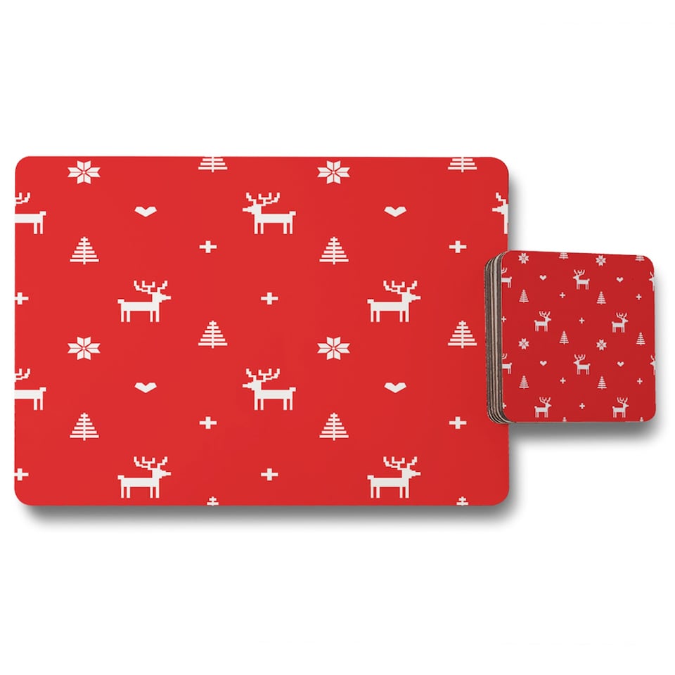 norway christmas festive sweater placemat coaster set | Multi