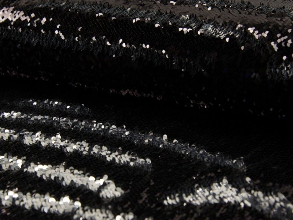 Black Reversible Flip Sequin Mesh Fabric for Dressmaking, 135cm / 53" Wide - per metre