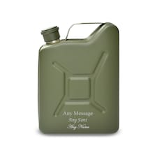 Personalised Engraved Green Jerry Can Hip Flask Leaving Gift