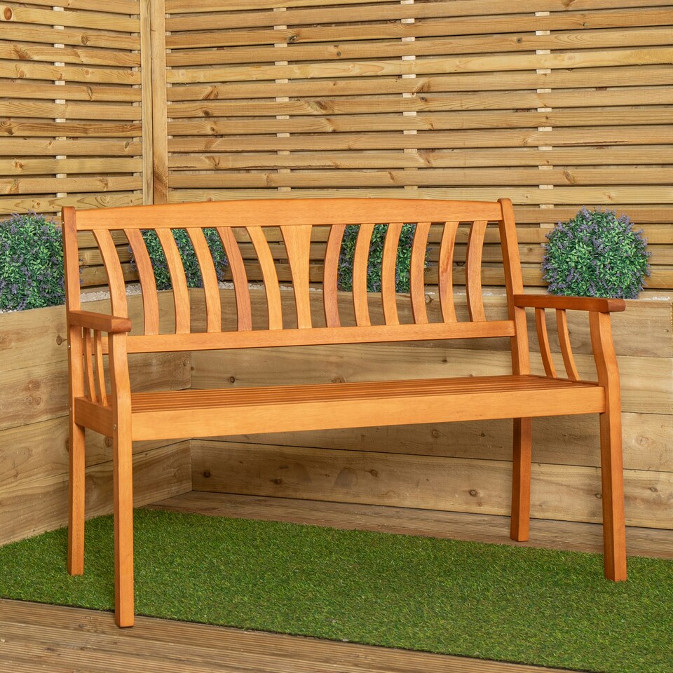 image 1 of Outdoor 4 Person Rectangular Wooden Garden Dining Table 2 Chairs & Bench Furniture Set
