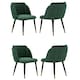 image 1 of Set of 4 Milano Velvet Dining Chairs with Stylish Ribbed Back Design, Black Metal Legs with Silver Tips | Green | Gold End Tips