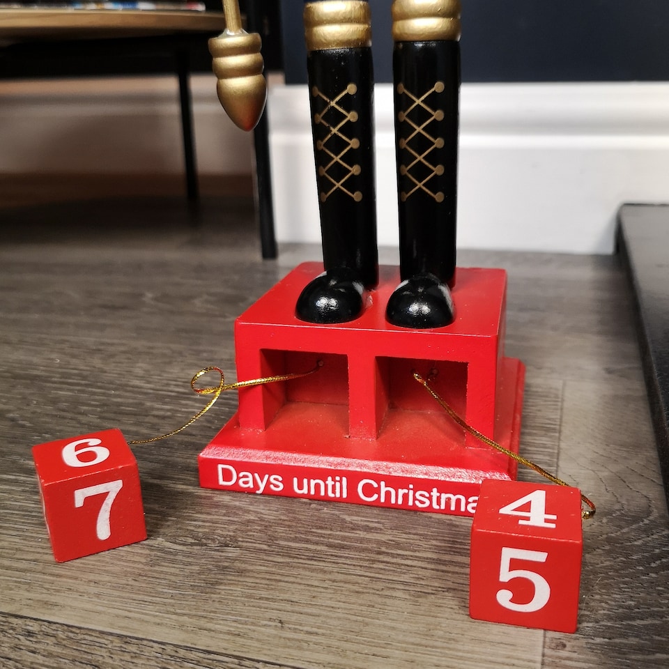 image 1 of 50cm Red Countdown Wooden Christmas Nutcracker Decoration