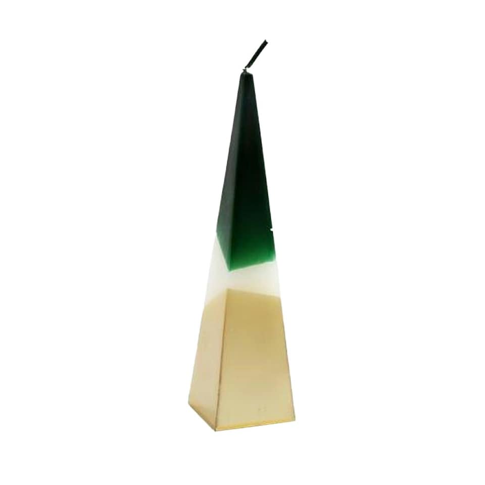Something Different Pyramid Candle - Green/Gold - 20cm x 5cm x 5cm