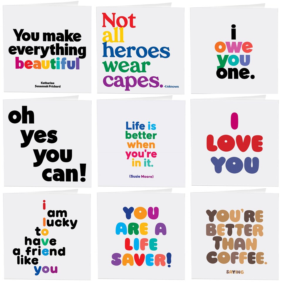 image 1 of Quotable Friendship Quotes Greetings Cards 9 Multipack Assorted