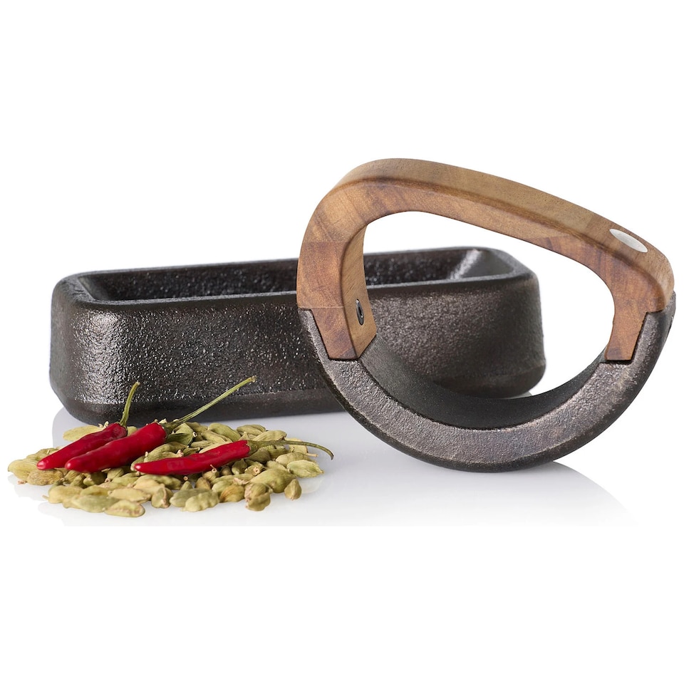 image 1 of AdHoc Rocca Rocking Mortar and Pestle - Black/Brown