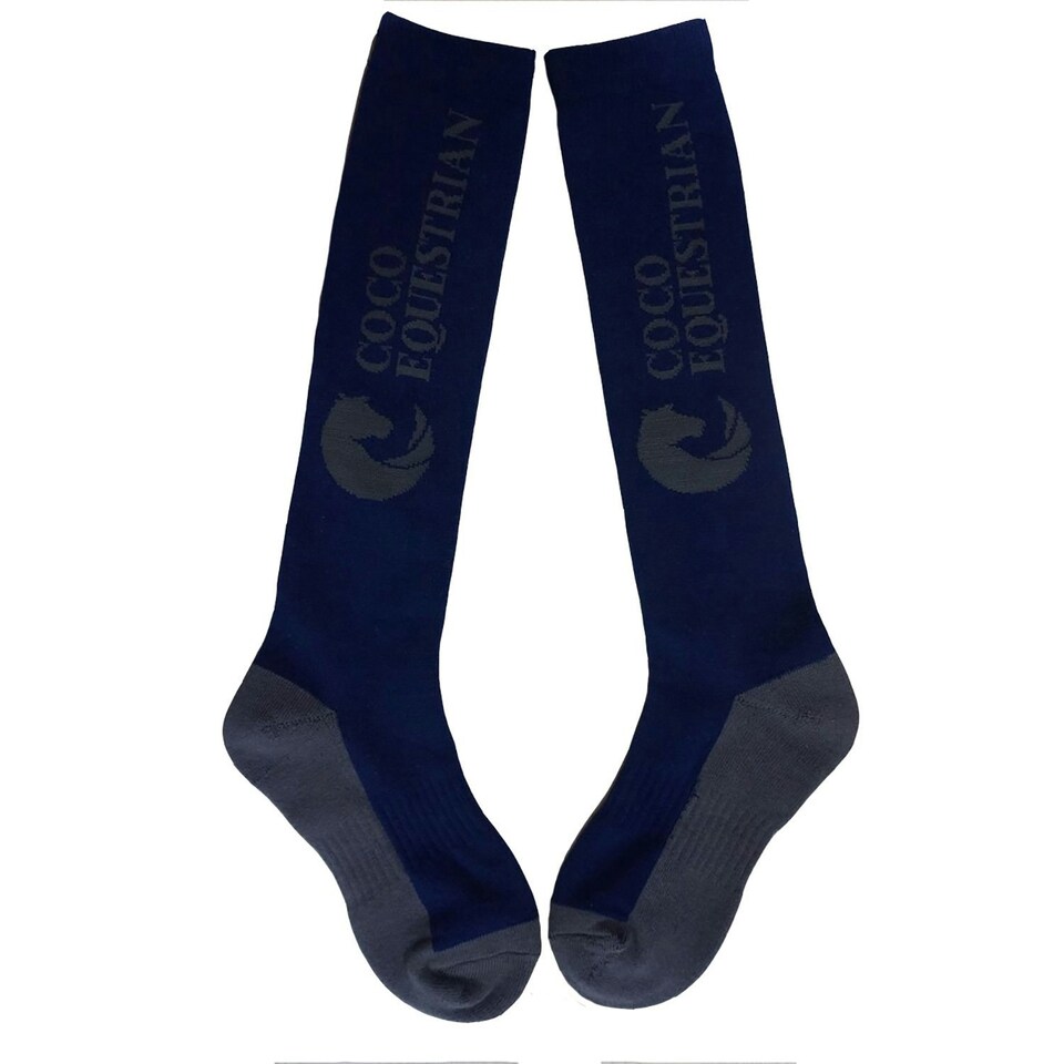image 1 of Coco Equestrian Blue Unisex Adult Breathable Knee High Long Boot Horse Riding Socks - 1 Pair Blue