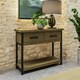 image 1 of Lowry 2 Drawer Console Table Driftwood Lacquered Solid Reclaimed Pine Brown