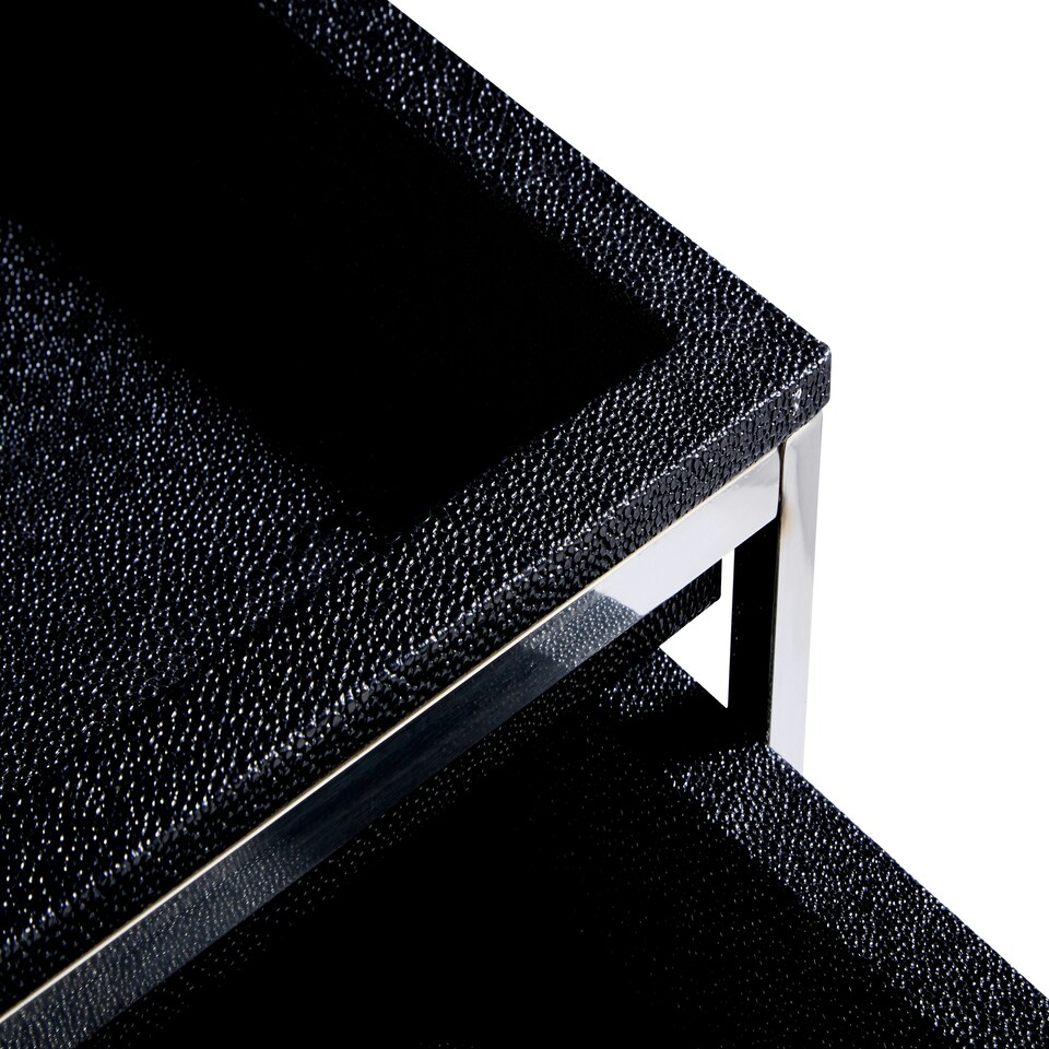 image 1 of Pacific Nest Of 2 Tables Faux Shark Skin Black