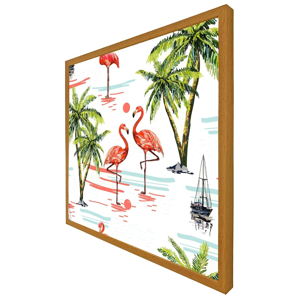 image 1 of Flamingo & palm trees (Picture Frame) Black | S