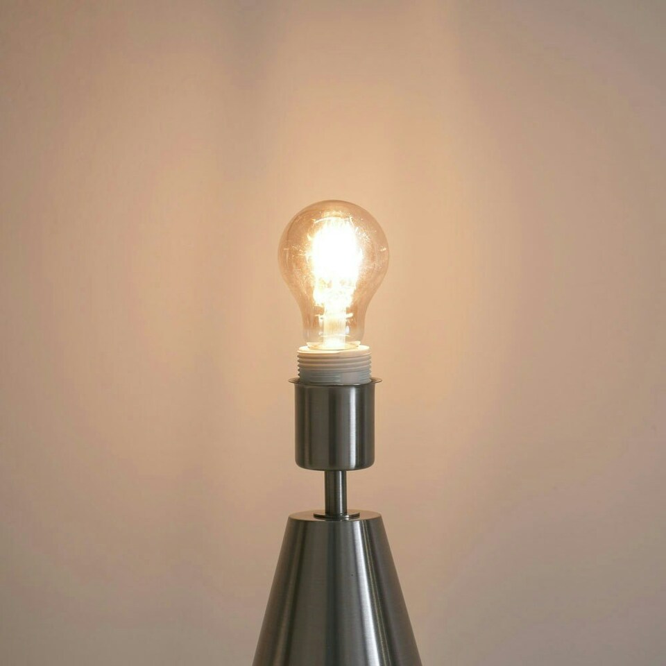 image 1 of ValueLights Jax Silver Metal Touch Dimmer Table Lamp with Black Drum Shade