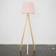 image 1 of ValueLights Modern Light Wood Tripod Design Floor Lamp With Pink Shade