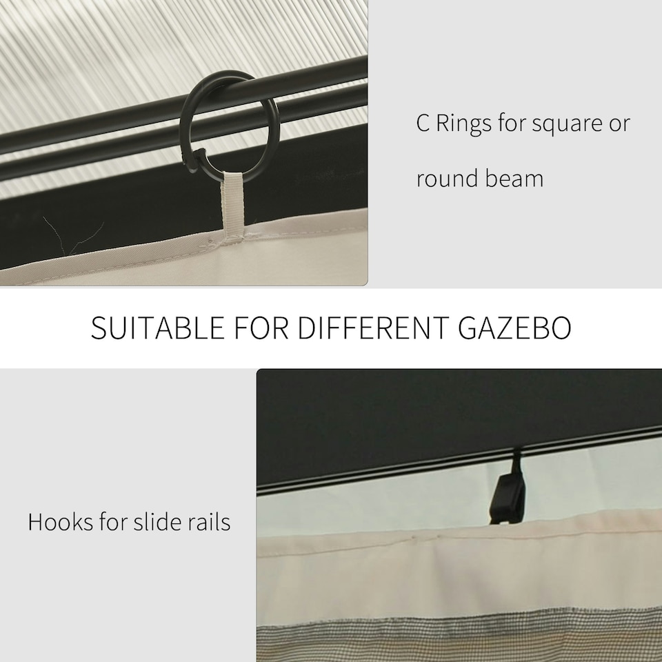 image 1 of Outsunny 3 x 3(m) Universal Gazebo Replacement Sidewall Set, 4 Panels, Beige