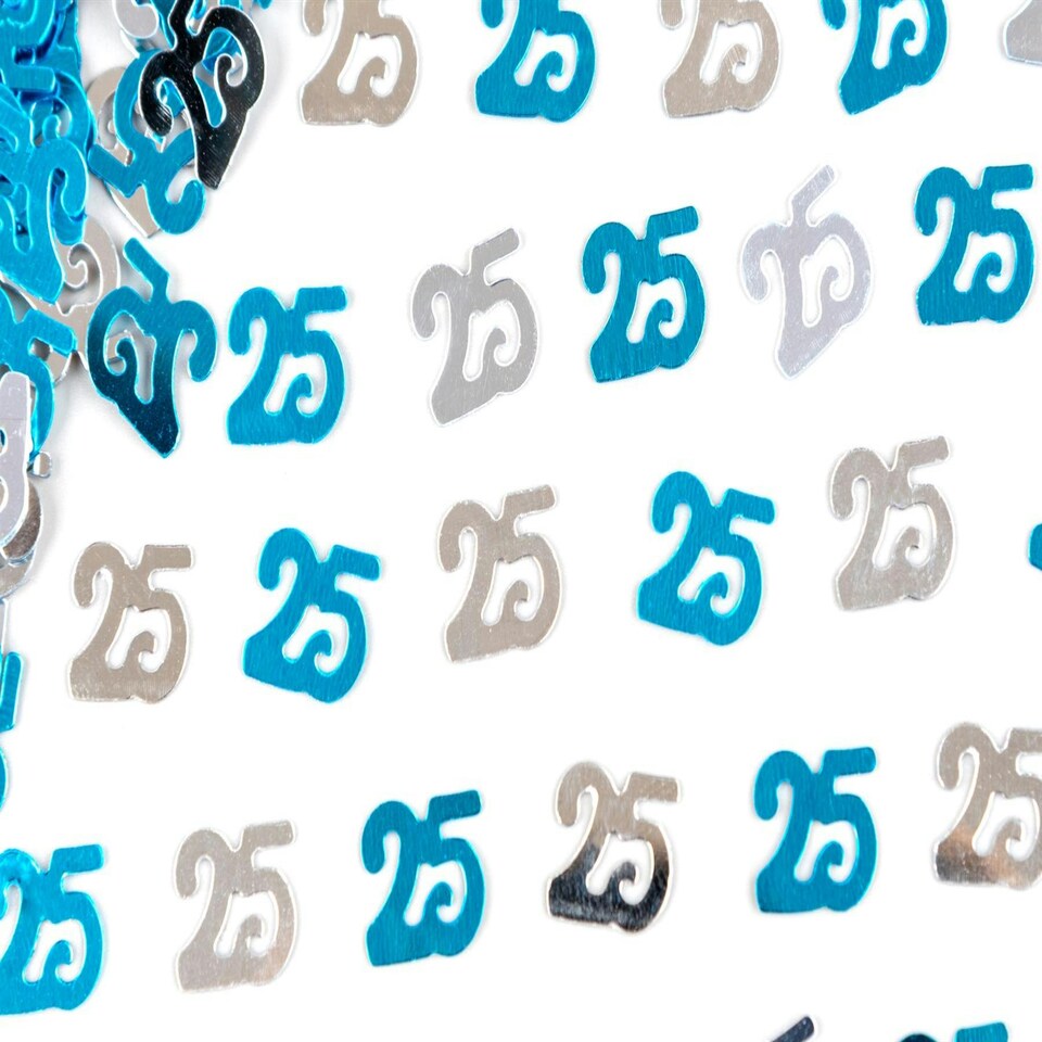 image 1 of 25th Confetti Blue & Silver 14G 2PK