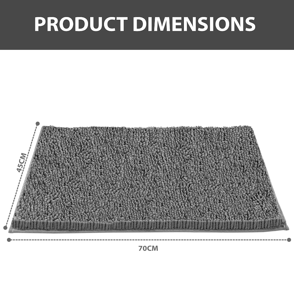 image 1 of Non Slip Bath Mat Water Absorbent Shower Mats Machine Washable Bathroom Rug, Charcoal