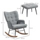 image 3 of HOMCOM Rocking Chair and Ottoman Set, Fabric Armchair with Footstool, Wingback Chair for Living Room and Bedroom, Grey
