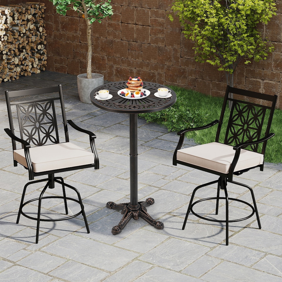 image 1 of COSTWAY 61cm Patio Round Bar Table High Top Table | Brown