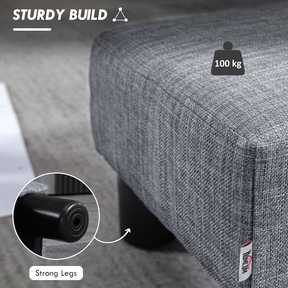 image 1 of HOMCOM Chic Linen Fabric Footstool Ottoman Cube with 4 Plastic Legs Grey