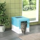 image 7 of PawHut Hooded Cat Litter Box, Pet Toilet w/ Scoop, Tray - Light Blue Blue