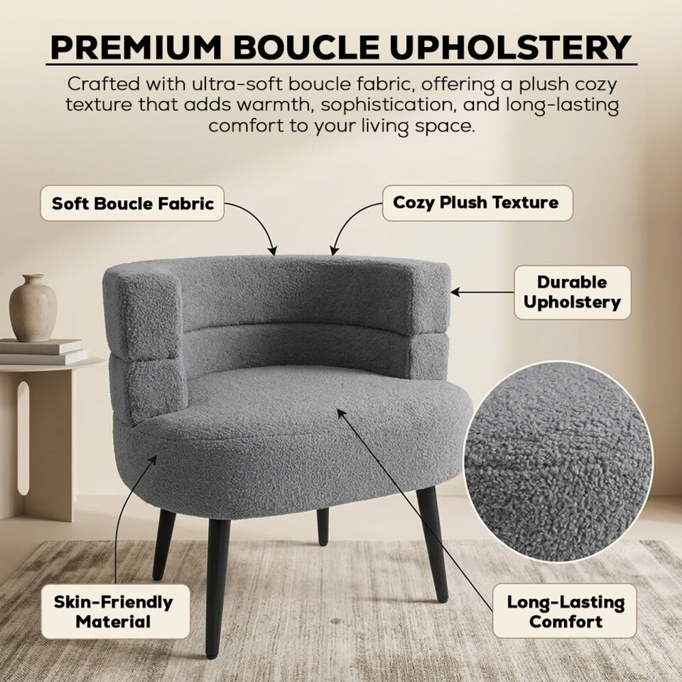 image 1 of Alivio Sherpa Sofa Chair for Living Room & Bedroom (Grey)