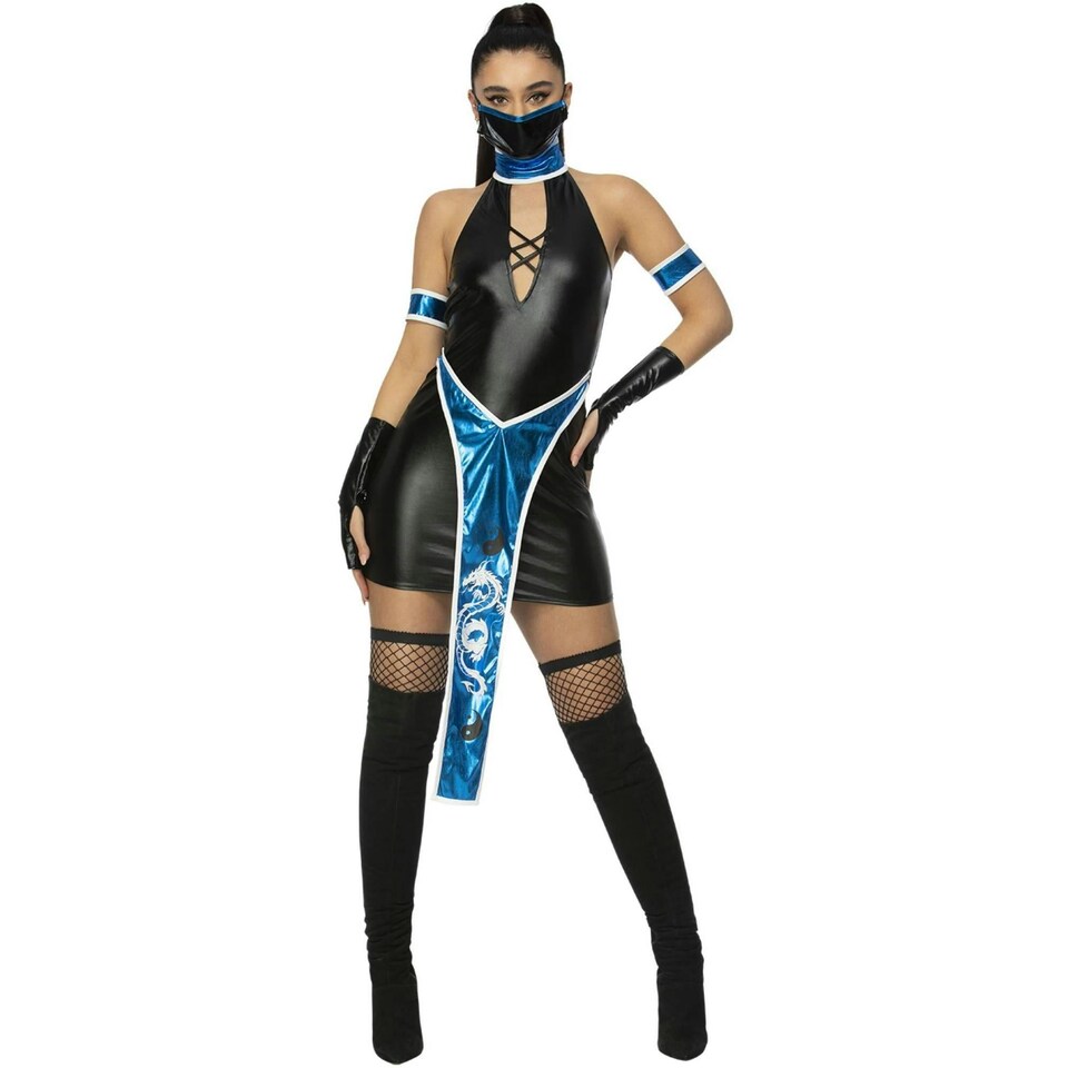image 1 of Fever Womens/Ladies Ninja Costume Set - Black/Blue - M M