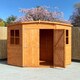 image 2 of Corner Shed Double Doors Tongue and Groove Garden Shed Workshop Approx 7 x 7 Feet - Honey Brown Timber Basecoat | Brown