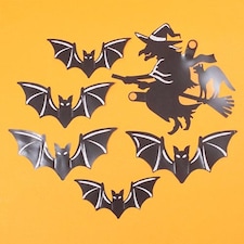 Bats and Witch 3D Halloween Wall Stickers - Pack of 6
