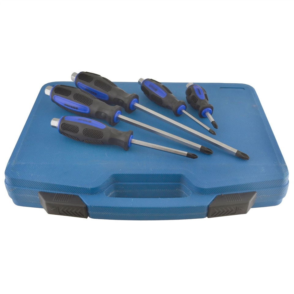 image 1 of 12pc Go Through Industrial Screwdriver Set Philips & Flat Head with Hex Shank
