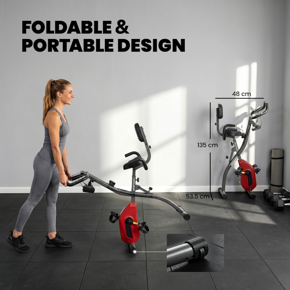 image 1 of SPORTNOW Folding Exercise Bike with Resistance Bands