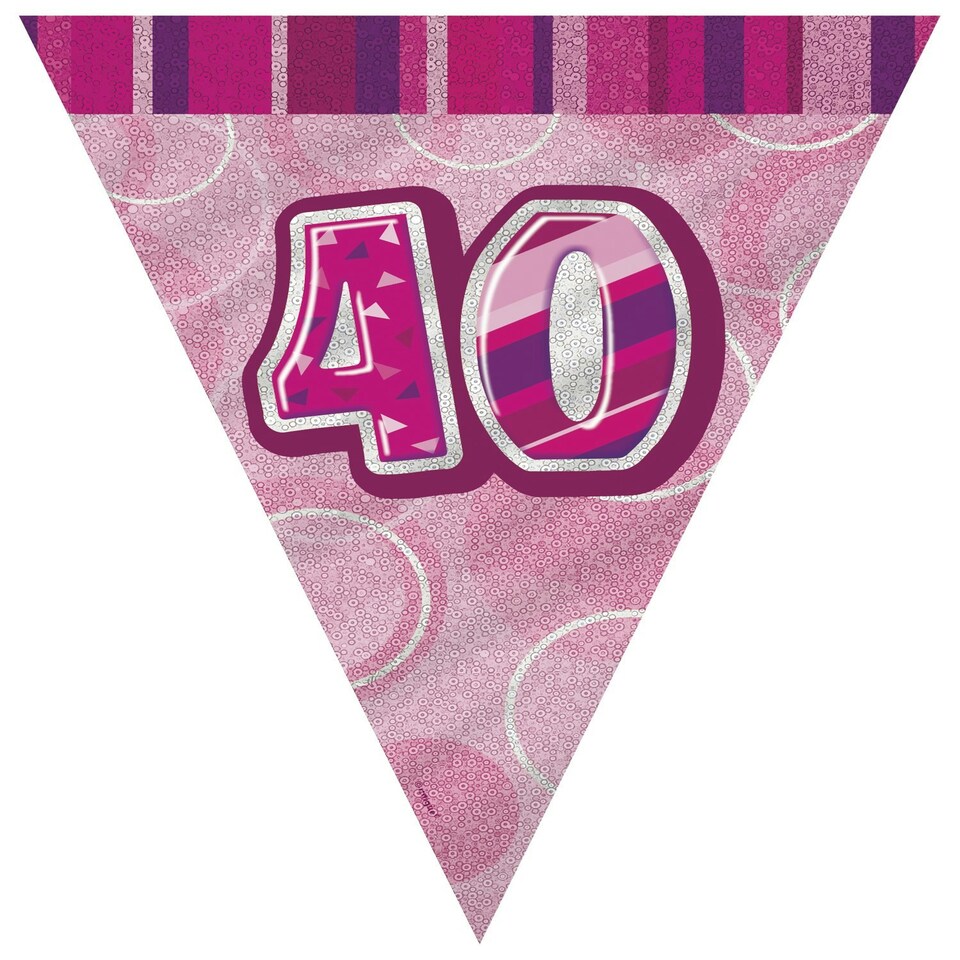 Unique Party Pink Glitz Pennant Bunting - 40 - Unique Party