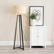 image 2 of ValueLights Lottie Black Wood Tripod Floor Lamp Beige Gold Shade and Bulb