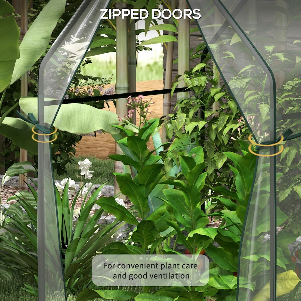 image 1 of Outsunny Tomato Greenhouse with 2 Zipped Doors, Outdoor Green House, Clear