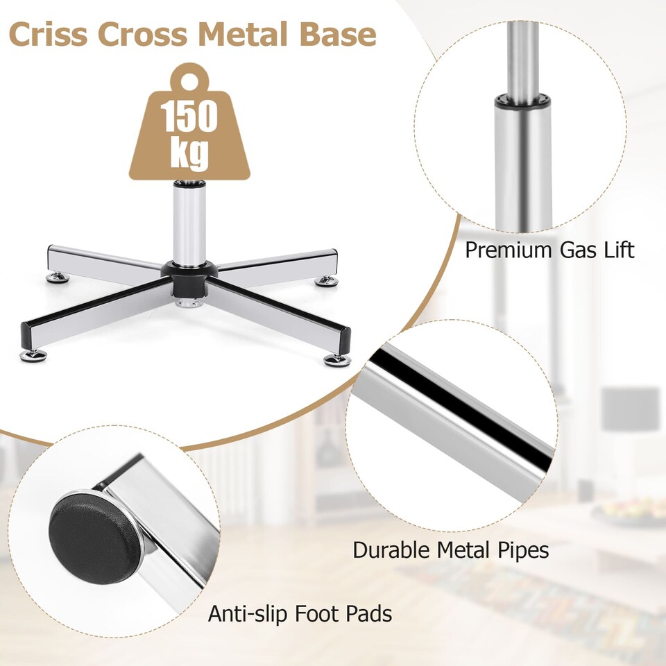 image 1 of COSTWAY Home Office Chair Swivel Desk Chair Height Adjustable Task Vanity Chair-Grey
