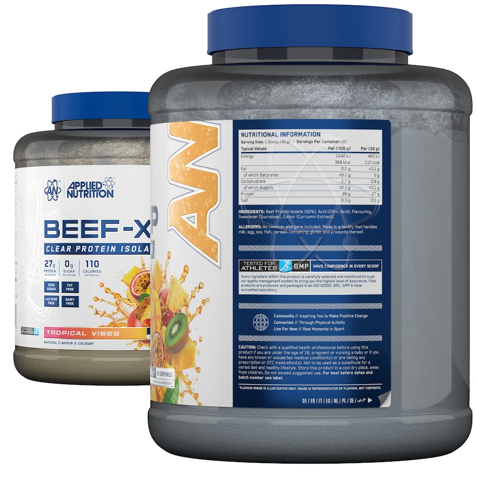 image 1 of Applied Nutrition Beef-XP Clear Protein Isolate Powder - Tropical Vibes - 60 Servings