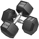 image 1 of HOMCOM 2x12.5KG Rubber Hex Dumbbell Portable Hand Weights for Home Gym