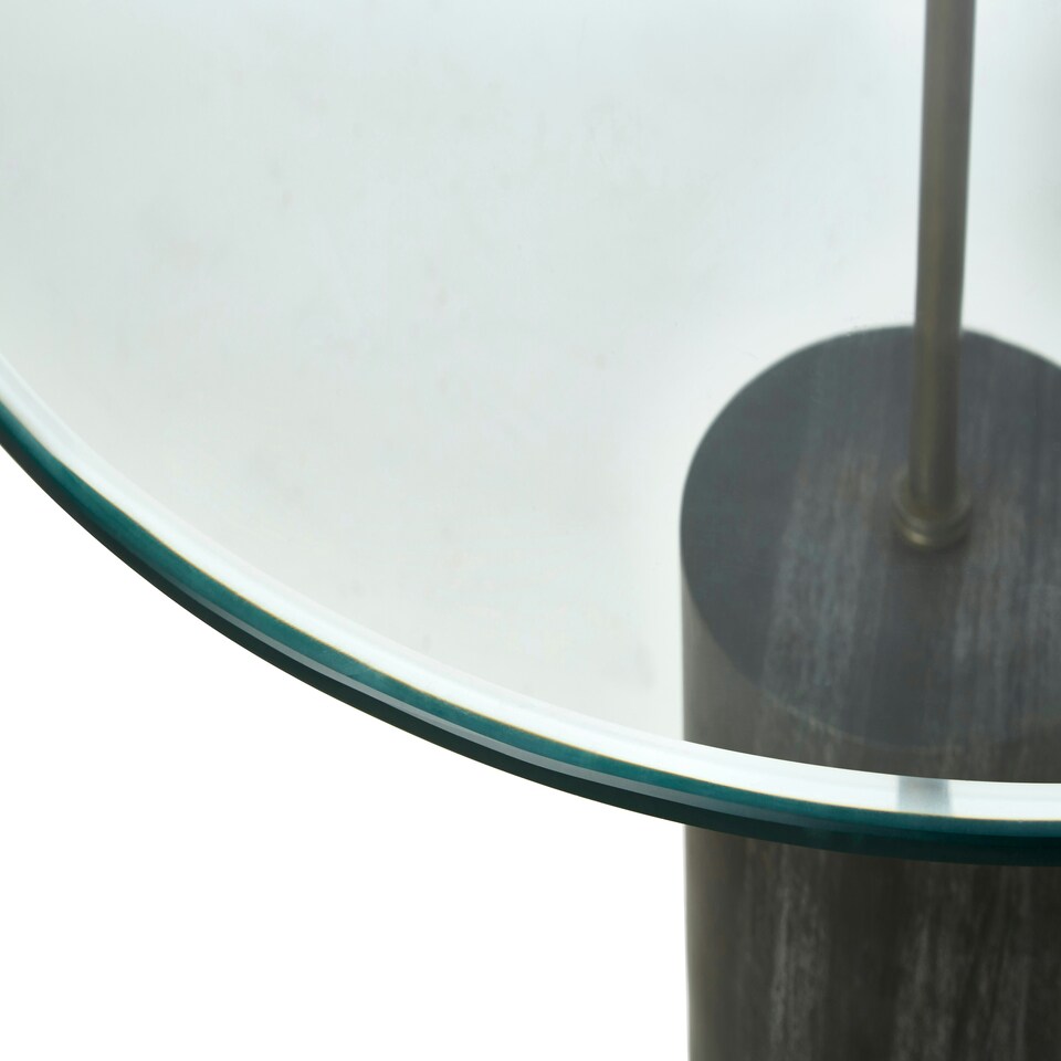image 1 of Versatile Glass And Black Marble Side Table, Round Design Modern Side Table, Elegant Small Round Side Table Black