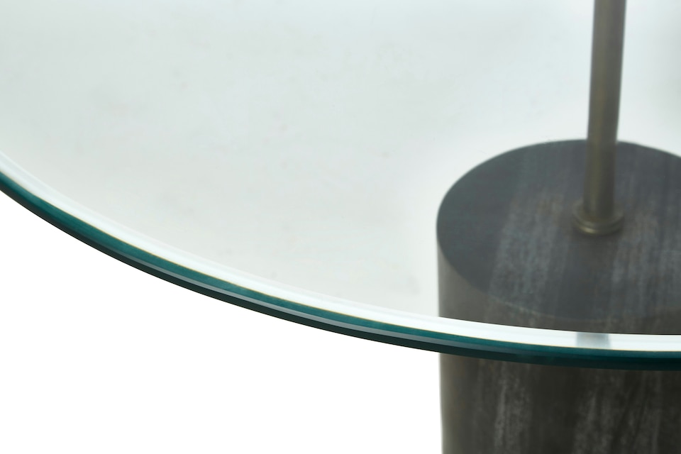 image 1 of Versatile Glass And Black Marble Side Table, Round Design Modern Side Table, Elegant Small Round Side Table | Black
