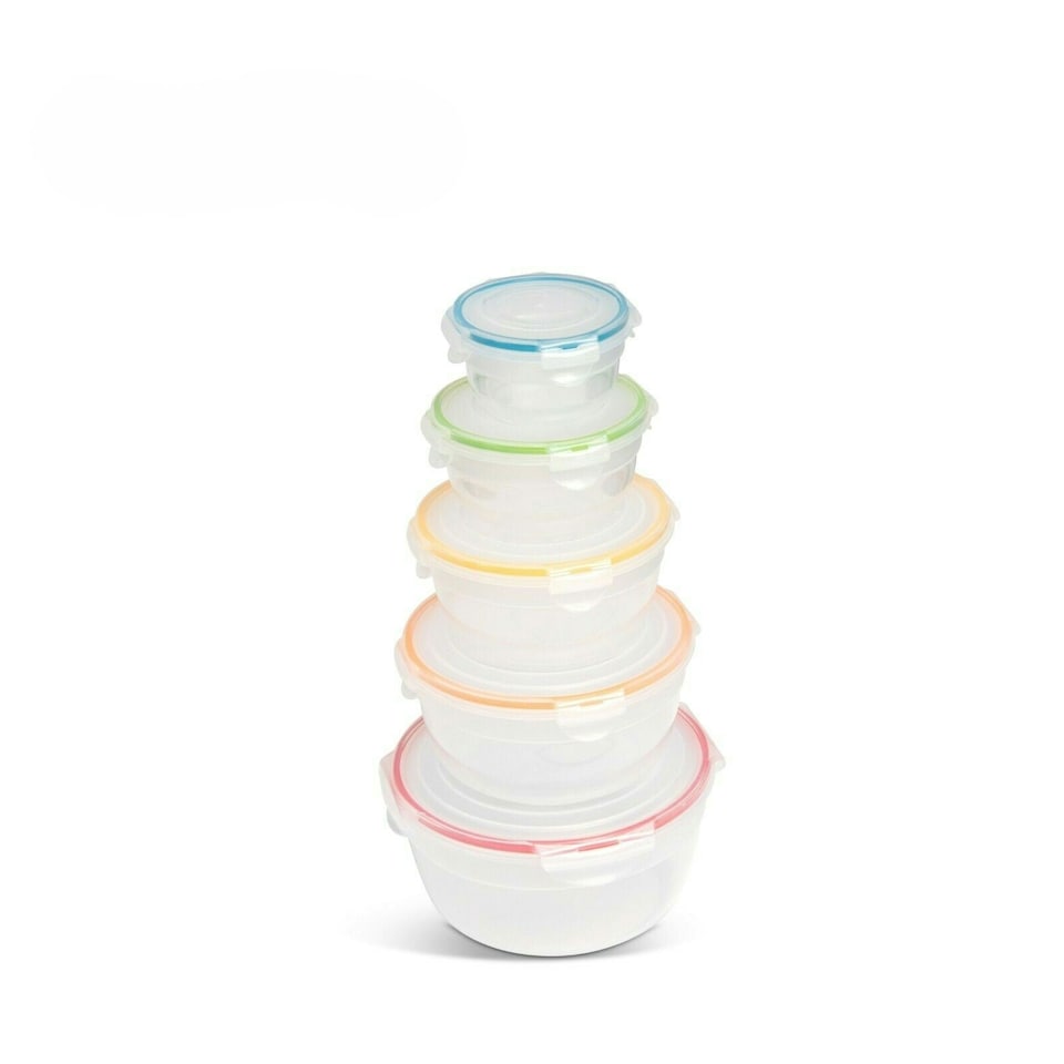 image 1 of LocknLock Nestable Food Containers with Lids Round Meal Prep Boxes - Pack of 5
