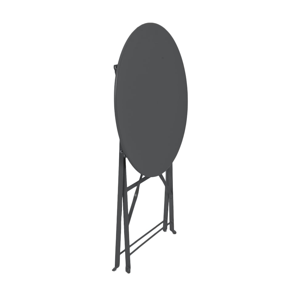 image 1 of Charles Bentley Folding Metal Bistro Set for Patio or Garden - Dark Grey
