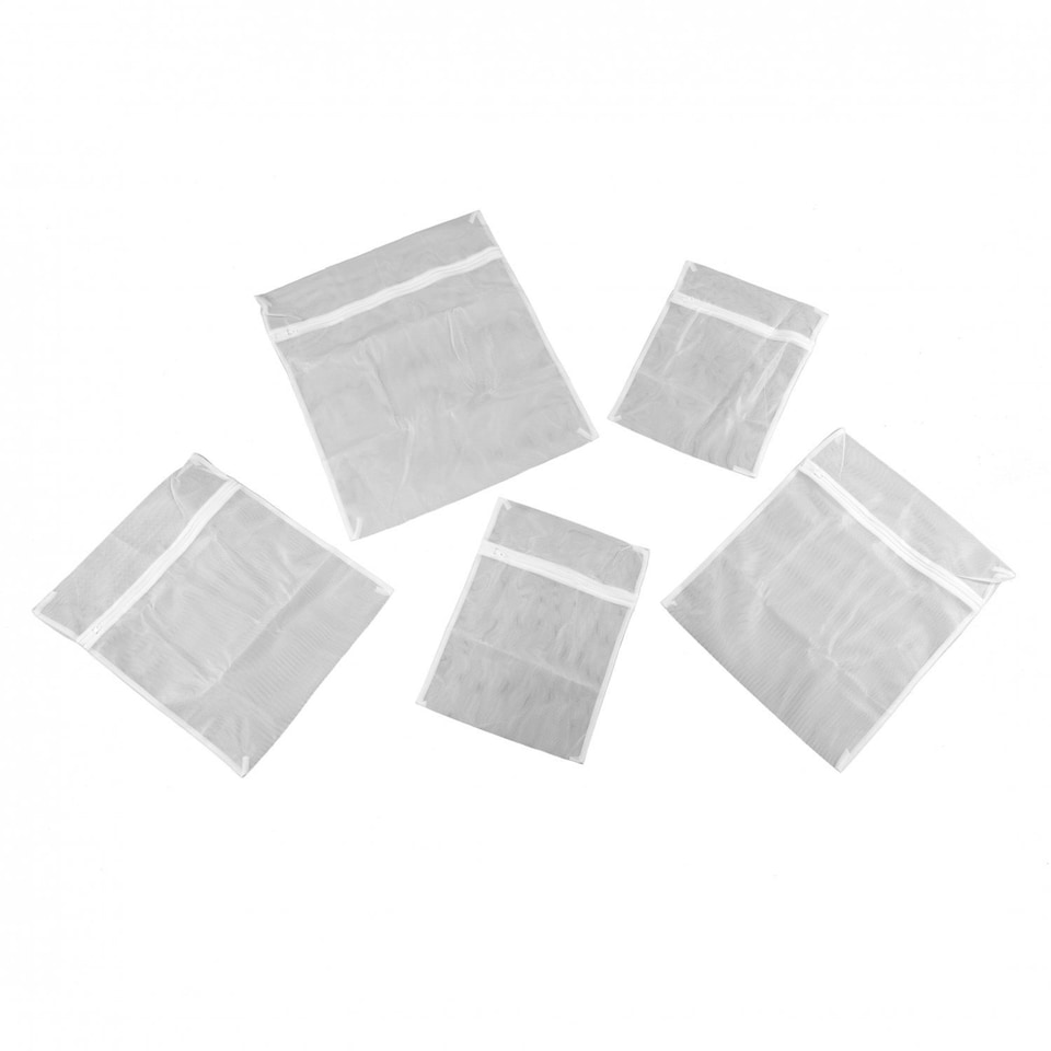 image 1 of Oypla Pack of 5 White Mesh Zipper Laundry Washing Bags 3 Sizes White
