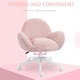 image 4 of HOMCOM Fluffy Leisure Chair Office Chair with Backrest Armrest Wheels Pink