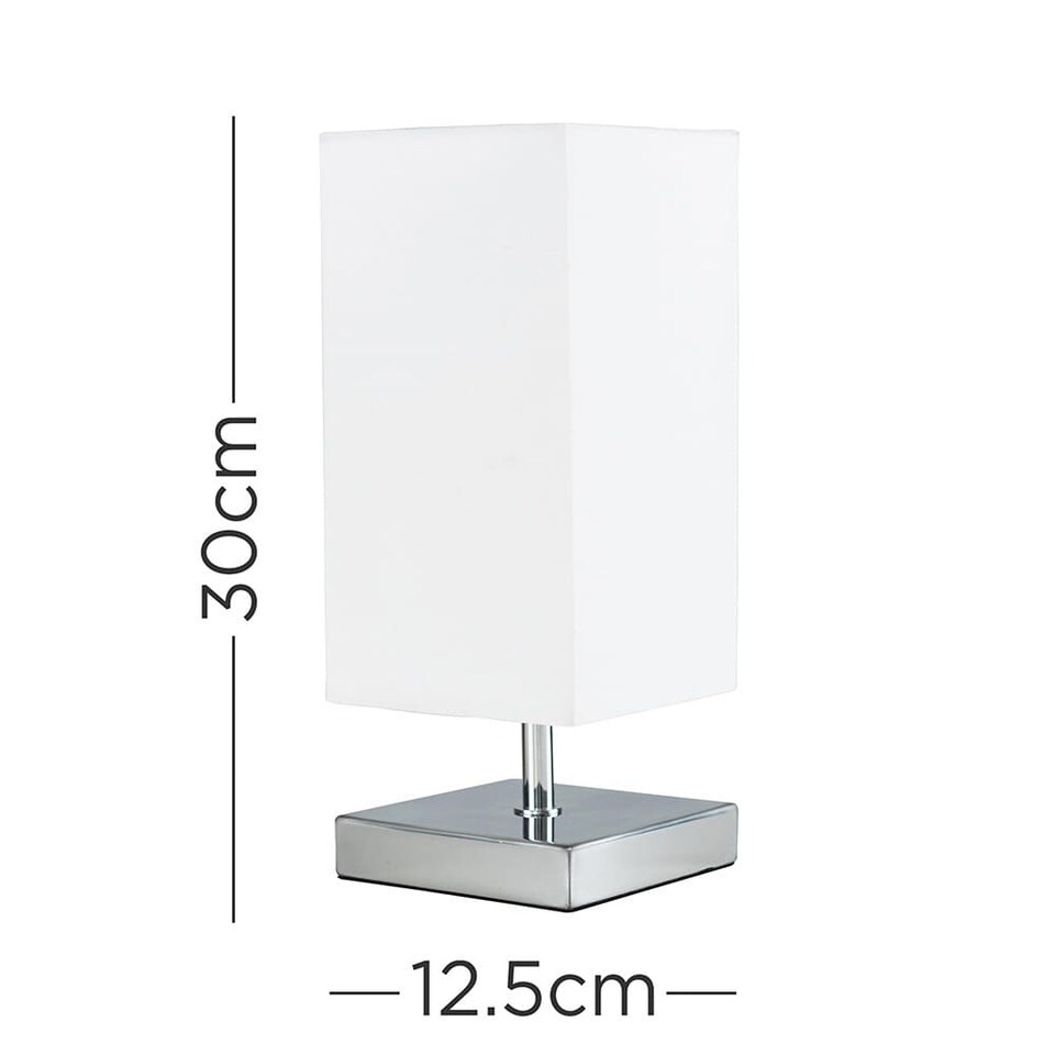 image 1 of ValueLights Pair Yuko Square Chrome Touch Table Lamps & Bulbs | Silver