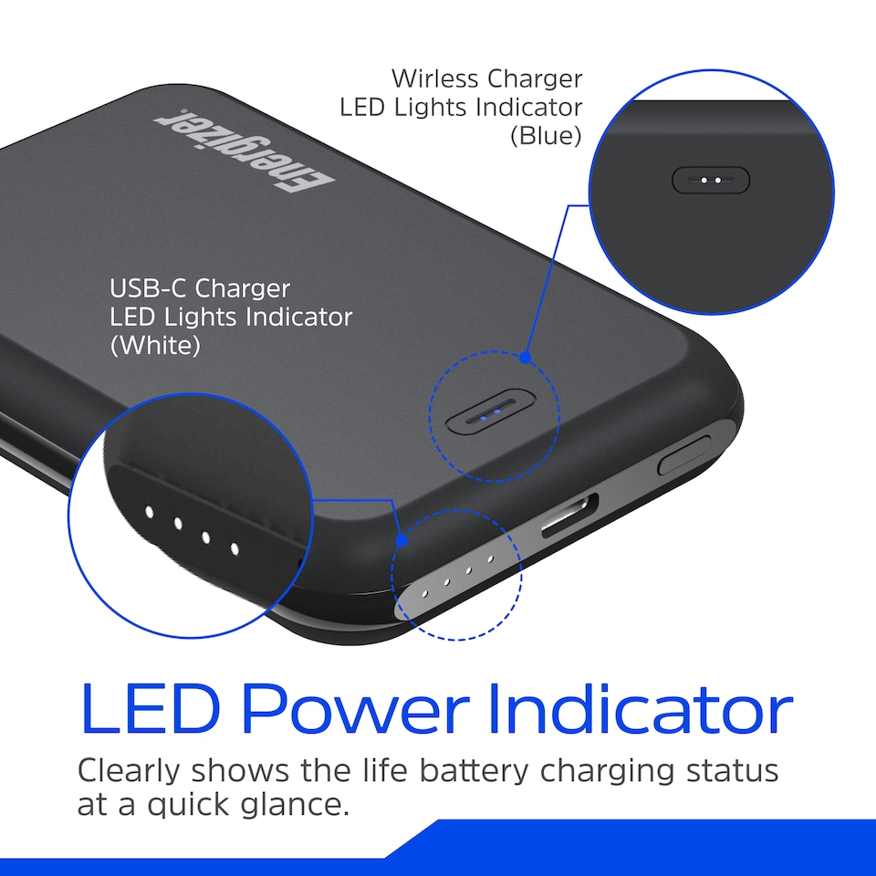 image 1 of Energizer 5mAh Magnetic QI Wireless Power Bank Black