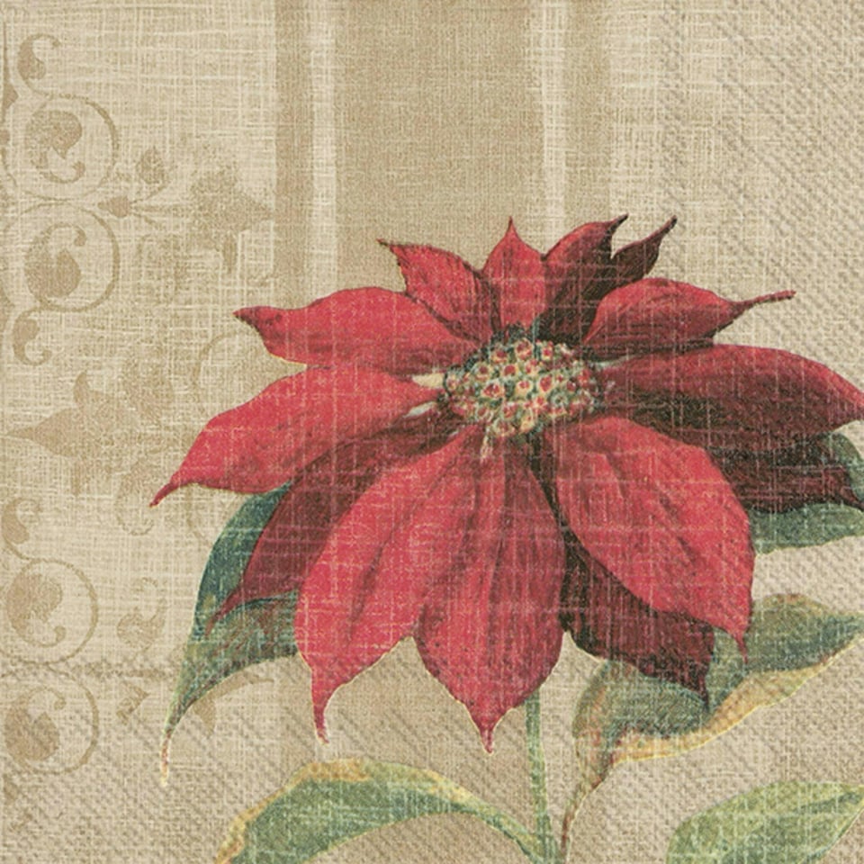 IHR Lunch Napkins Christmas Blossom 33cm 3ply 20 Pack