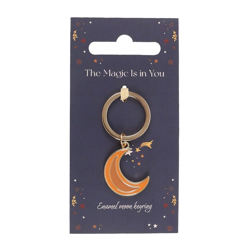 image 1 of Something Different Autumn Magic Moon Keyring - Gold/Orange - One Size