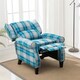 image 8 of Eaton Wing Back Fireside Checkered Fabric Pushback Recliner Chair (Blue)