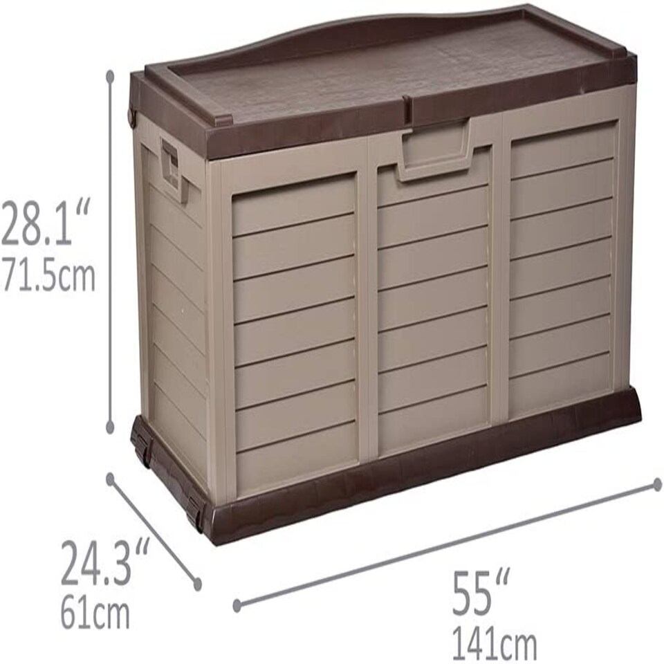 image 1 of 440L Garden Cushion Storage Box / Chest Sit on Lid | Brown | Brown