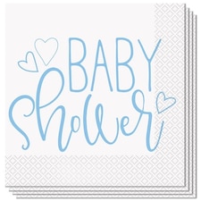 Blue Hearts Baby Shower Luncheon Napkins 33cm 2Ply - Pack of 16