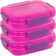 image 1 of Plastic Lunch Box Food Storage Air Tight Rubber Seal Container with Clip Lock 600ml | Pink | 3 Pink & Purple | 600 ml | 3